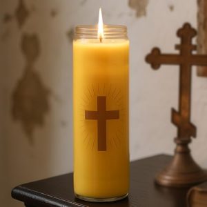 Pure Beeswax Prayer Candles - 7 Day Devotional Candles with Honey Fragrance for Memorials, Vigil & Church - 100 Hours Bu