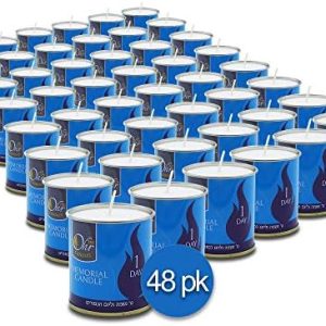 Yahrzeit Candle 48 Pack - 24 Hour Kosher Memorial Candle for Yom Kippur - Tin Cup Holder - Perfect for Remembering Loved